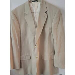 Stafford Men's Sz 46R Tan Cassidy Pure Washed 100% Silk Blazer Jacket